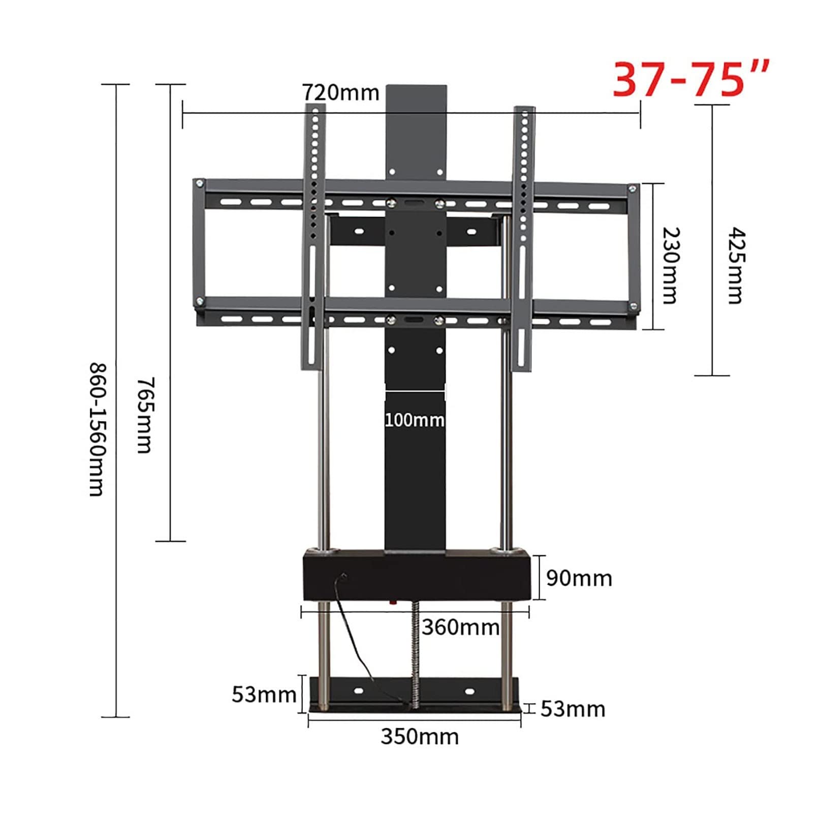 Soporte de suelo para TV motorizado, mecanismo de elevación de TV con control remoto y control de interruptor, se puede ocultar en un gabinete Soporte de suelo para TV motorizado, soporte de TV apto p
