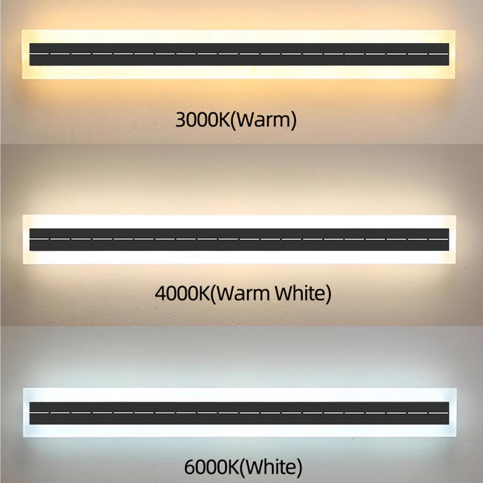 Długa taśma LED zasilana energią słoneczną lampa ścienna zewnętrzna IP65, czarna, liniowa, nowoczesna, akrylowa, na balkon, do ogrodu, wnętrz, garażu