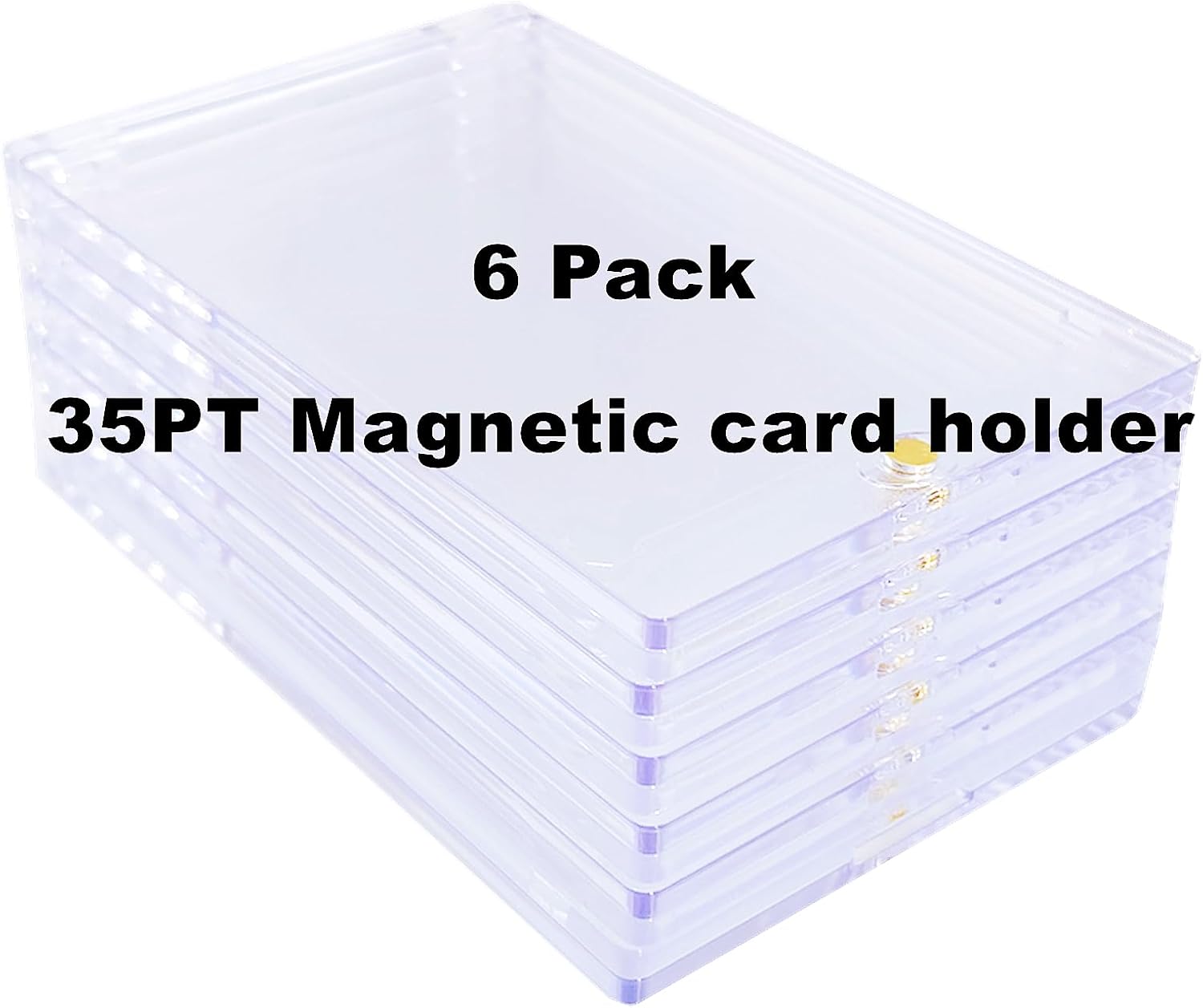6 Pack Magnetic Card Holder 35pt One Touch Hard Acrylic Trading Protector Cases for Baseball Basketball Sports Collectible Game