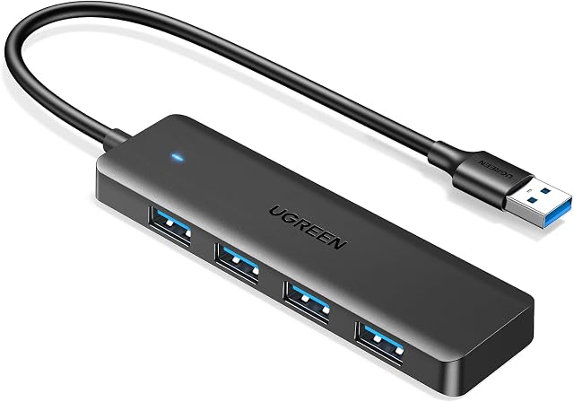 UGREEN USB Hub 3.0, 4 Ports USB A Splitter Ultra Slim Expander for Mouse, Keyboard, Flash Drive, U Disk, Printer Compatible with Laptop, Desktop PC, Xbox, PS5, Mouse, Keyboard and More, 0.5ft
