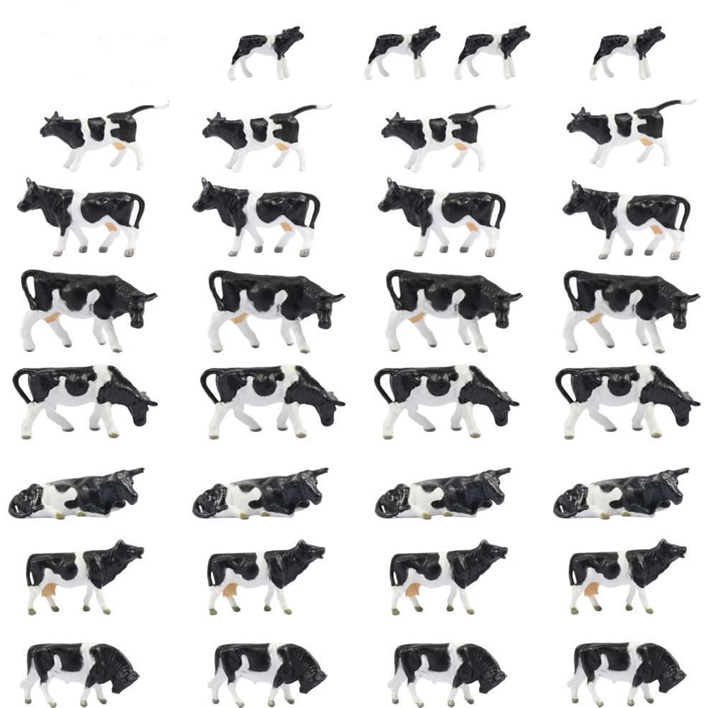 30Pcs FAI DA TE Modello Ferroviario Animali Modello Dipinto Fattoria 1:87 HO Scala Mucche Modalità