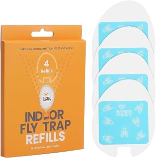 Fly Trap Glue Card Refills (4-Pack) – Replacement Sticky Glue Cards for Ever Pest Indoor Plug-in Insect Trap – Fits Ever Pest Fly Traps Only