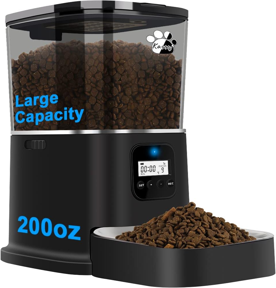 Automatic Cat Feeders, 203OZ/6L/25CUPS Automatic Dog Feeder, Microchip Auto Cat Feeder with SUS304 Stainless Steel Bowl, Timed Auto Dog…