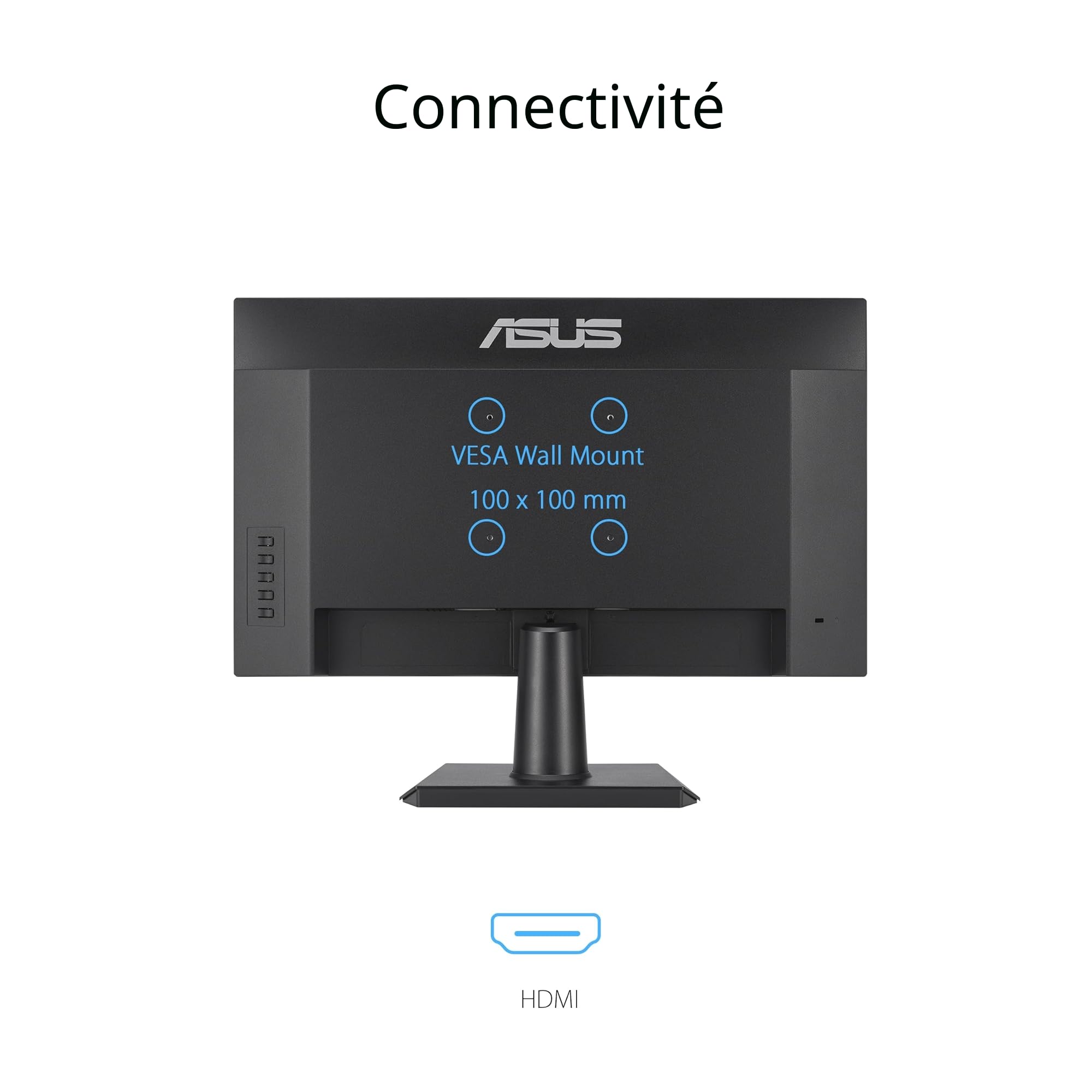 ASUS VA24EHF – Moniteur Gaming Eye Care 24' (23,8' Visibles) Full HD (1920 x 1080), IPS, sans, 100 Hz, Adaptive-Sync, 1ms MPRT, HDMI, Faible lumière Bleue, Anti-Scintillement,Murale