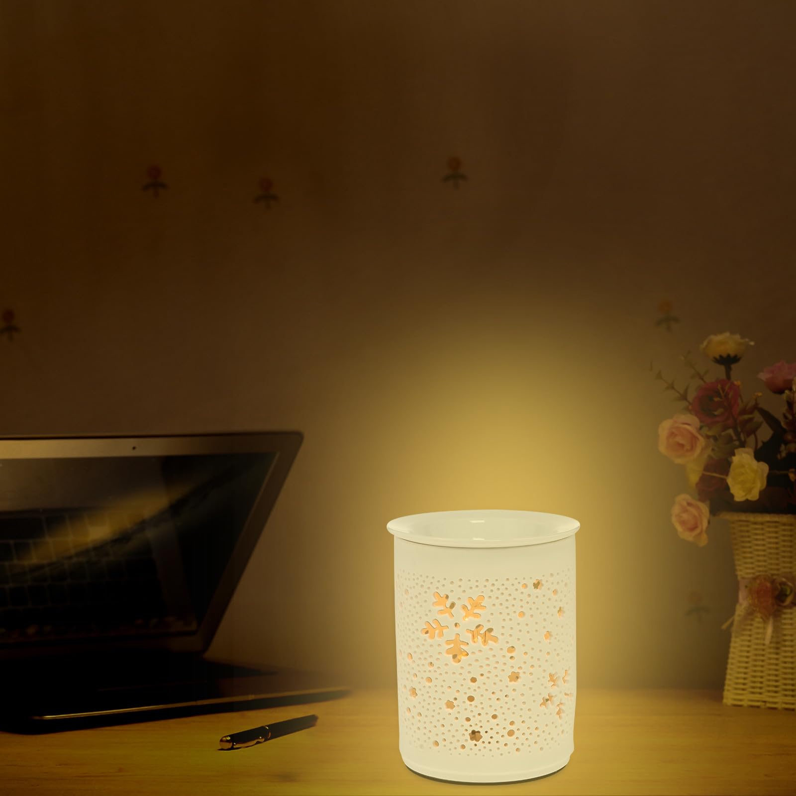 Angoily Elektrische Duftlampe aus Keramik mit Runder Form 25 W Eleganter Duftbrenner für Beruhigende Atmosphäre und Angenehmen Duft im Innenbereich