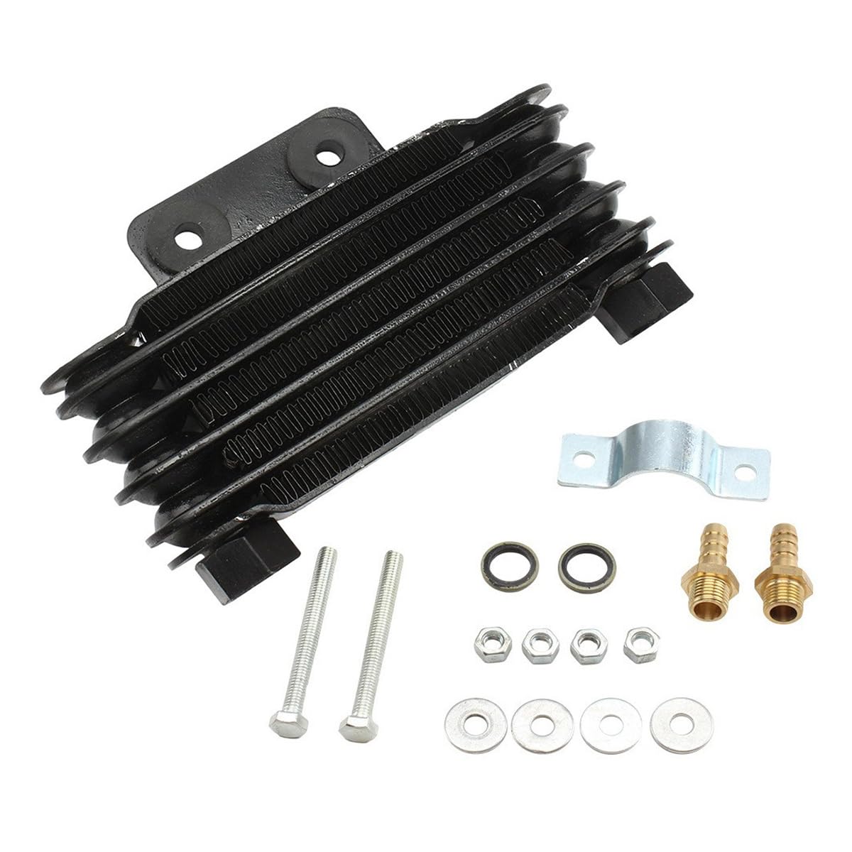 Radiatore olio motore universale a 5 file per moto da cross ATV da 100-250 cc - Radiatore di ricambio in lega di alluminio, nero