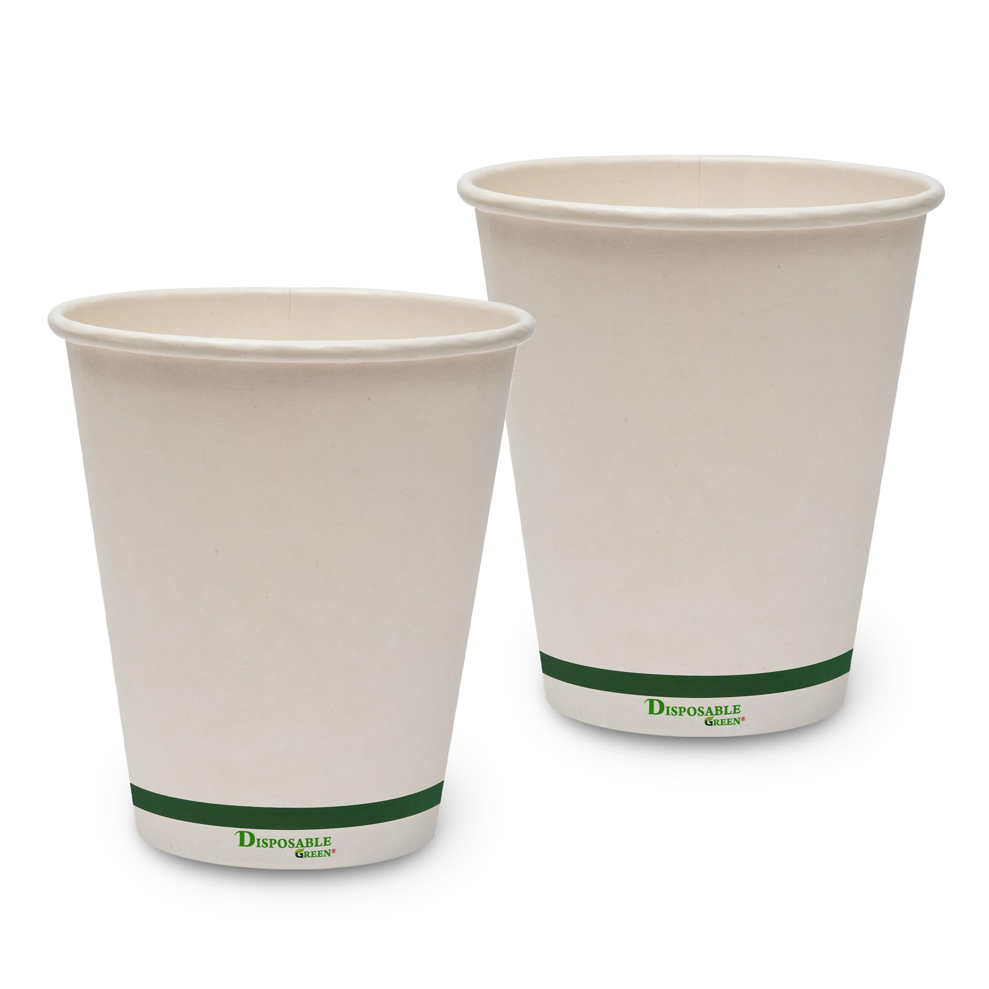 DISPOSABLE GREEN® | 10, 12, 16 oz Coffee Cups | Unique Aqueous Lined | Certified Home Compostable |Tea Cups - Eco - Biodegradable -Containers for Office, Party & Wedding (100, 10 oz [285 mL])