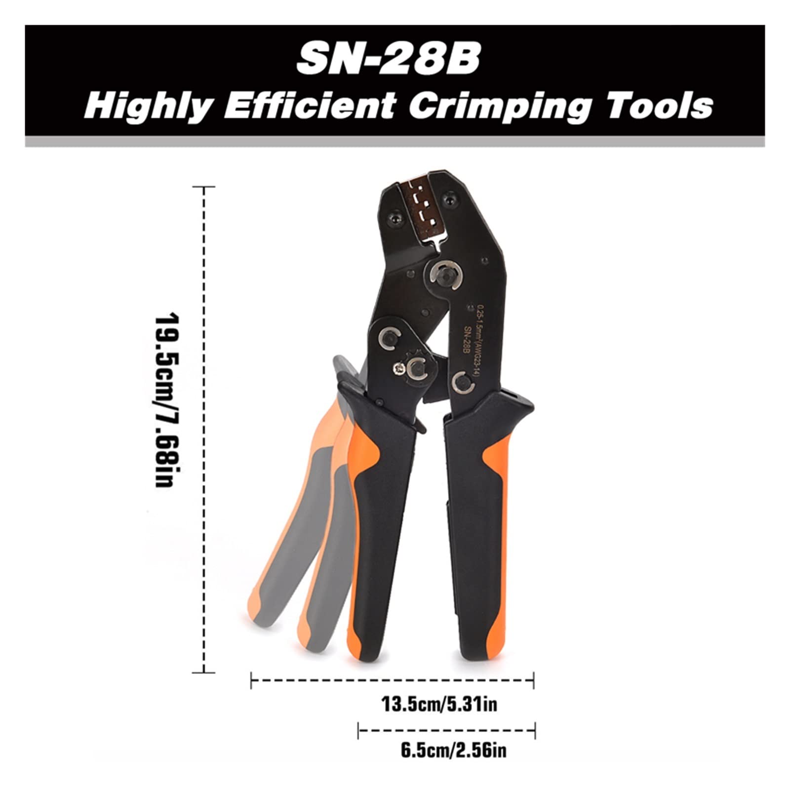 SN-28B szczypce do zaciskania 0.25-1.5mm²/23-14AWG 310/620/1550 szt. 2.54mm zaciski zaciskowe zestaw złączy zestaw narzędzi ręcznych perfection (Color : SN-28B AND 450PCS)