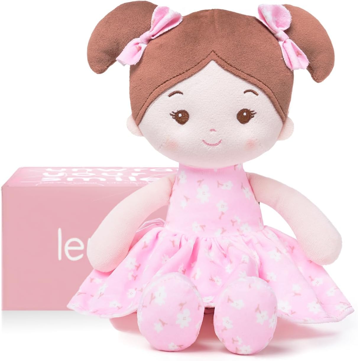 LeyaDoll Soft Baby Doll Toys for Girls (12''), My First Baby Rag Doll, Birthday Gift for 1 & 2 Year Old Girl, Toddler Plush Doll Toy-Mini-Stella-Girl-Pink