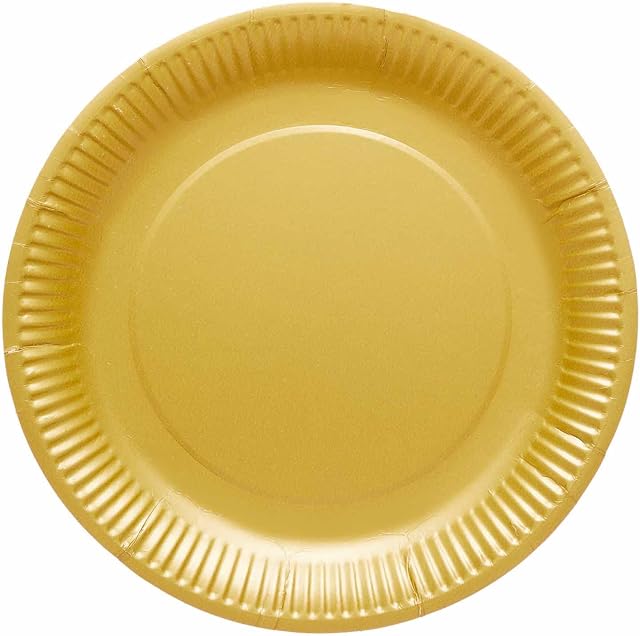 Amscan 9915400-214-66 - Gold Eco-Friendly Recyclable Paper Party Plates - 8 Pack