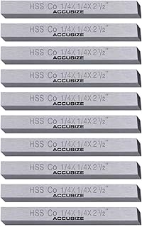 Accusize Industrial Tools 1/4'' x 1/4'' x 2-1/2'' (Width x Height x Oal) H.S.S. Plus 5% Cobalt Lathe Tool Bit, 10 Pc Set, 5095-0012X10