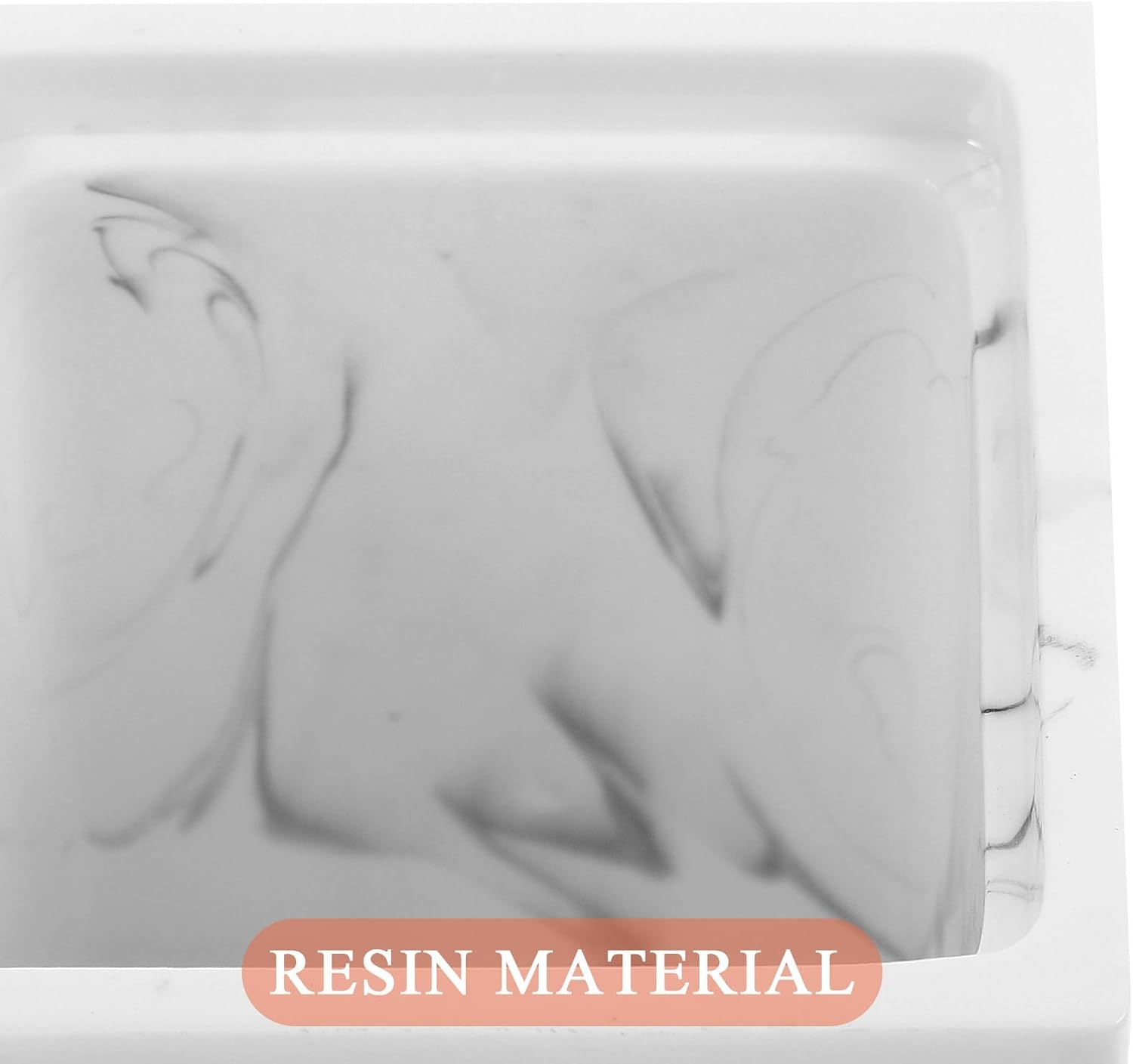 Hemobllo Elegant Marble Pattern Cotton Swab Storage Box Compact Organizer for Cotton Pads Toothpicks Jewelry Small Tools Bathroom Vanity Desktop Holder in Ink White