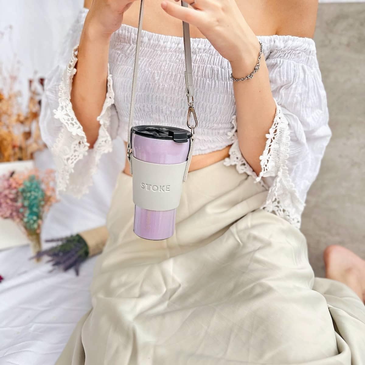 Sttoke The Carry Sleeve Cup Holder for Tumblers, Lilac