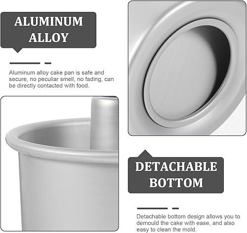 Miniatura 4 de Luxshiny Moldes redondos para tartas de ángel, molde redondo para tartas con parte inferior extraíble, bandeja de aluminio de 5 pulgadas con tubo