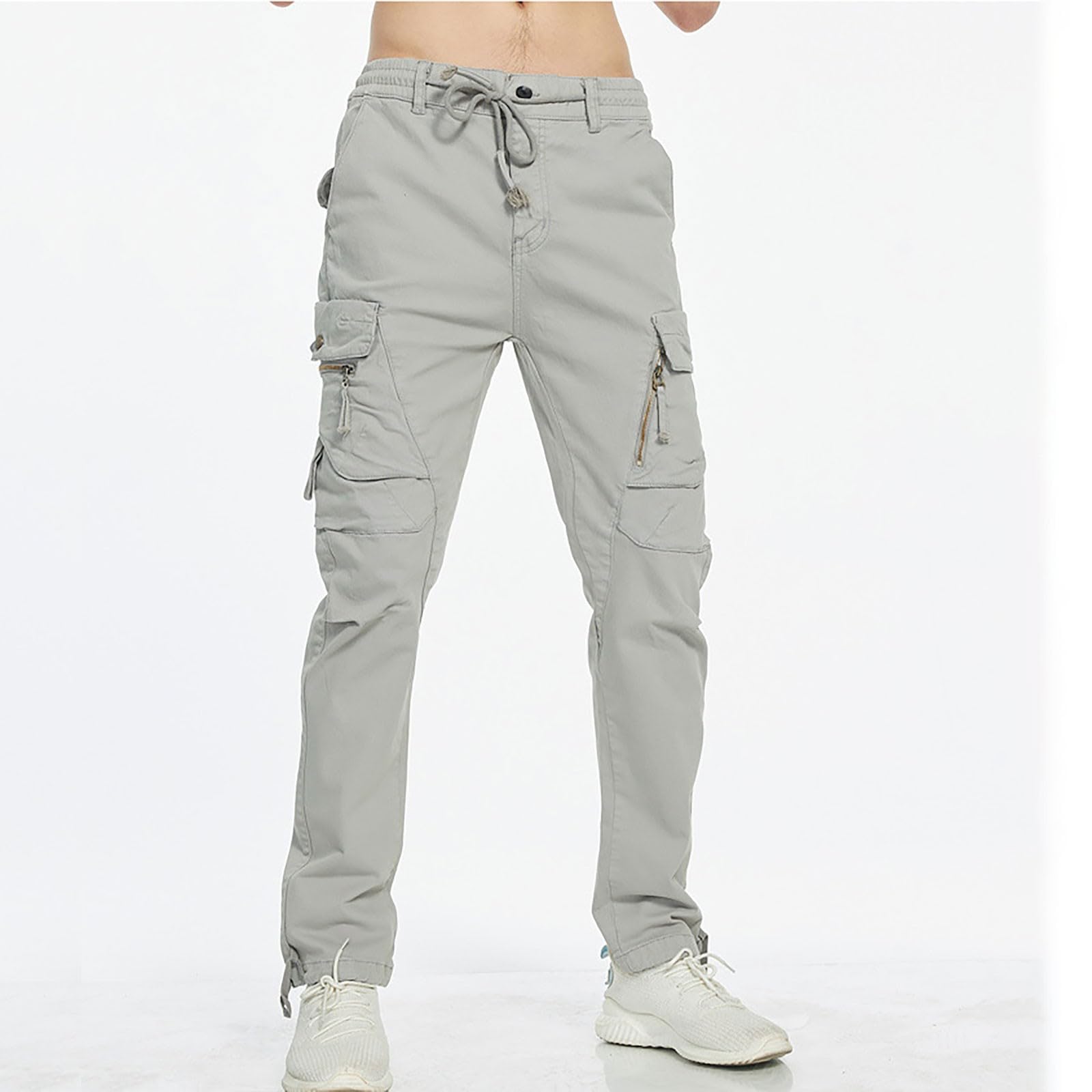 Thermo Arbeitshose Herren Winter Grün Herren Casual Cargohose Workout Jogger Stretch Jogginghose Wanderhose Kordelzughose mit Angelhose Herren