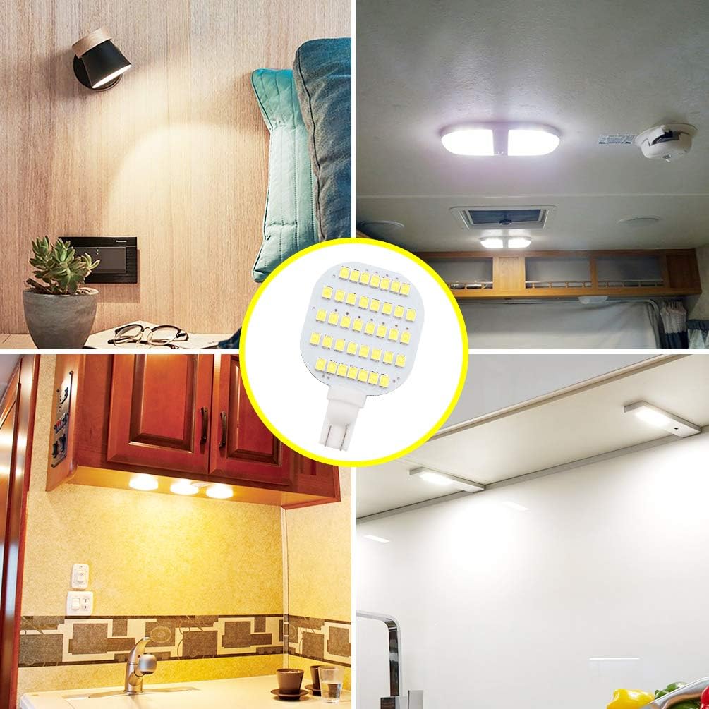 GRV T10 921 922 912 LED 38-2835 SMD DC12V 7000K RV Ceiling Dome Light RV Interior Lighting Trailer Camper Dimmable Cool White Pack of 6 : Automotive