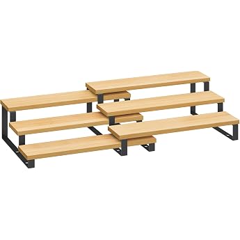 SONGMICS Spice Racks, Kitchen Racks, Set of 2 with 3 Shelves, Bamboo, Expandable, Can be Stacked, Kitchen, Worktop | K&uuml;chenre