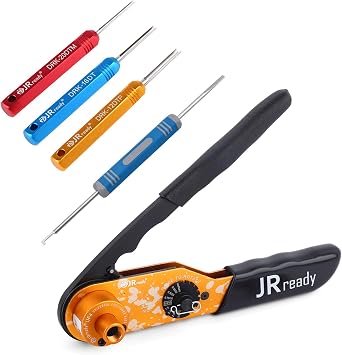 JRready ST5231 Deutsch Pin Removal Tool DRK-20DTM DRK-16DT DRK-12DTP with DRK-RT1B + NEW-HDT-48 Deutsch Crimper for DT DTM DTP Connectors, Size 20, 16, 12 Solid Contacts