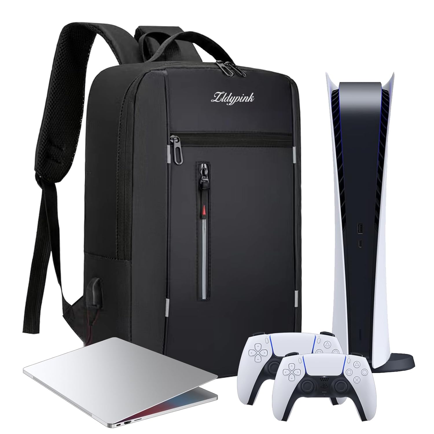 Game Backpack Compatible with PlayStation 5 Console Protective Carrying Case for PS5 Travel Storage Bag with USB Port