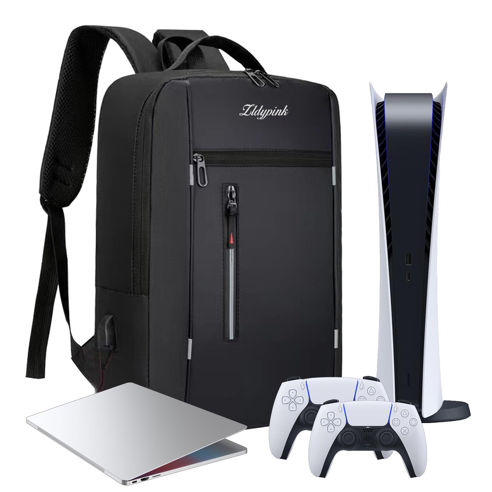 Game Backpack Compatible with PlayStation 5 Console Protective Carrying Case for PS5 Travel Storage Bag with USB Port