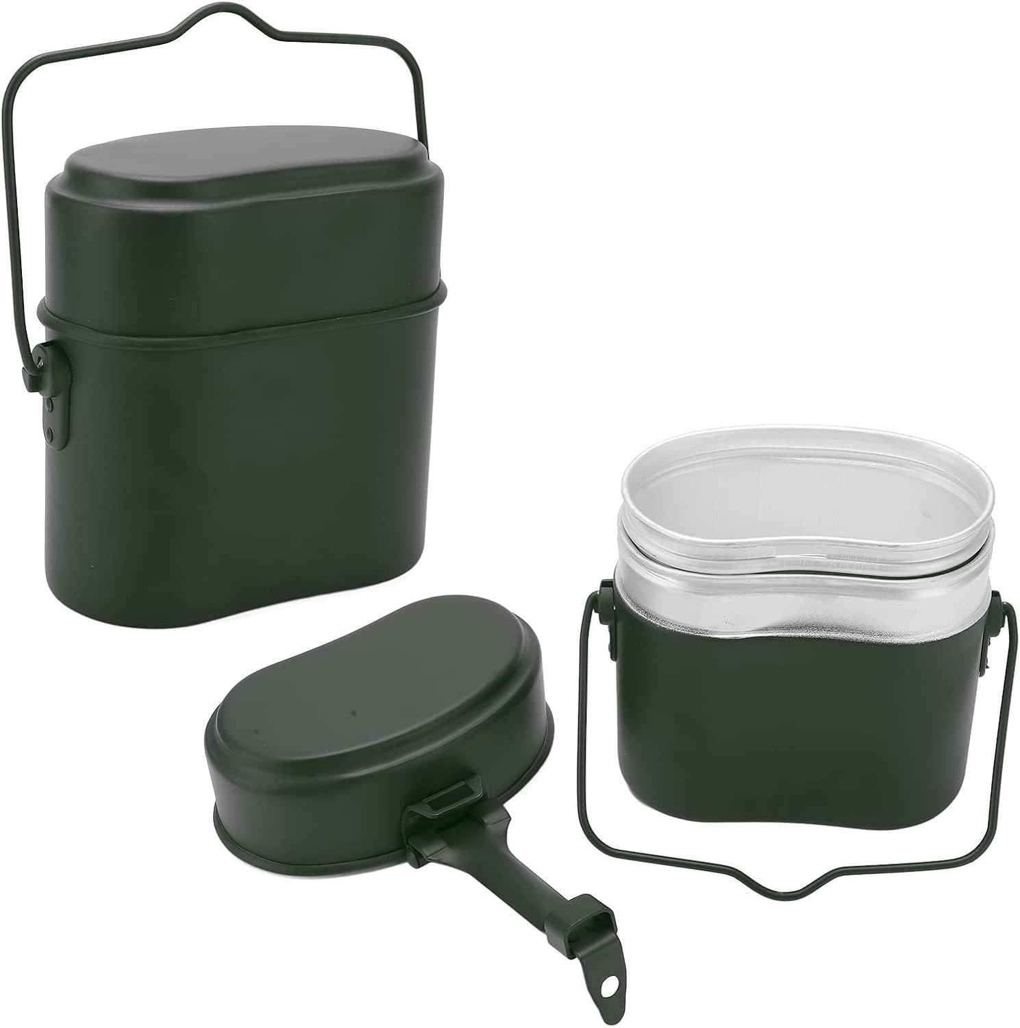 Military Mess Tin, Aluminium 180℃ Temperature Resistant Military Lunch Box Cookware Mess Kit Pots Pans Set for Outdoor Camping Hiking Picnic BBQ