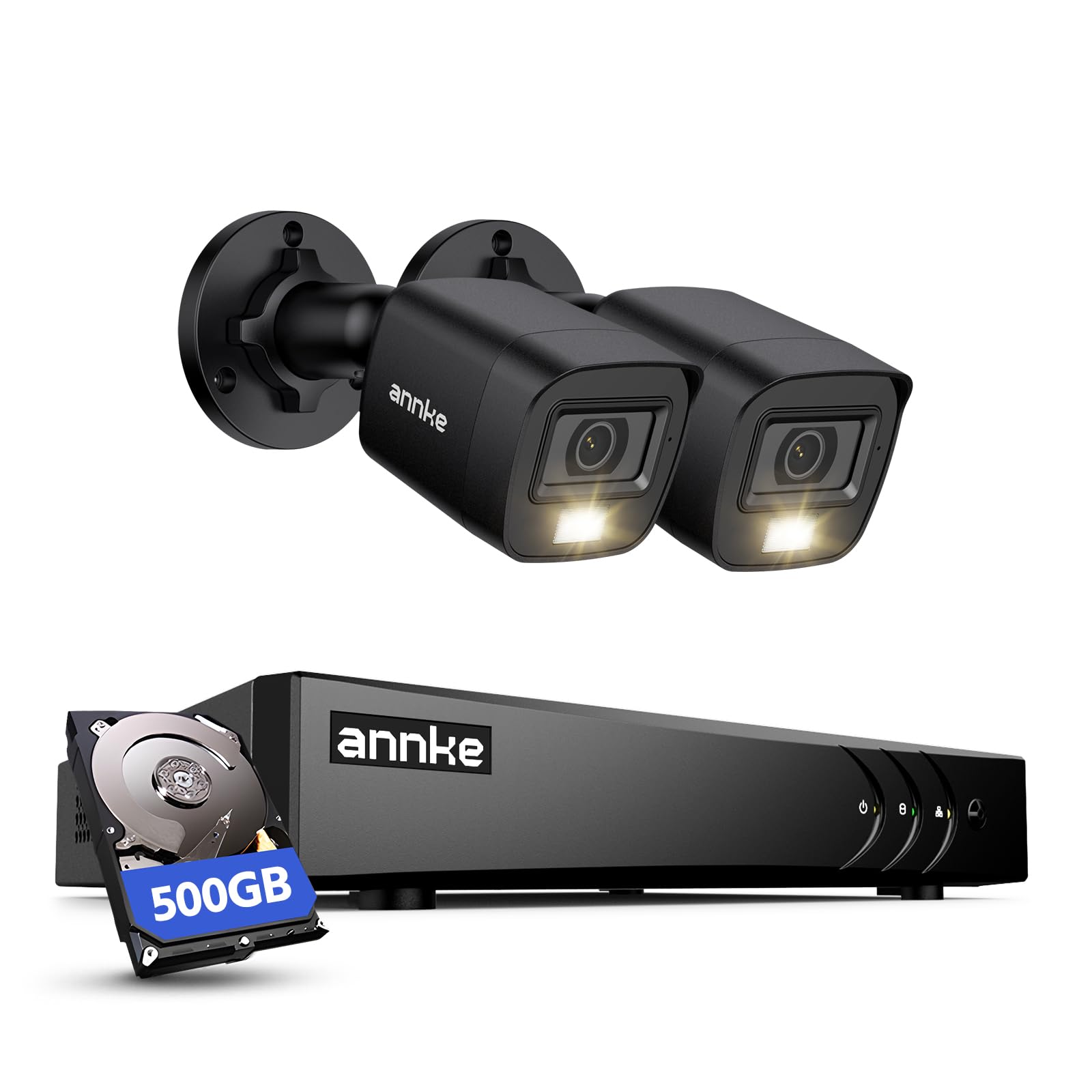 ANNKE 4CH CCTV Surveillance System with 500G HDD, 2x 2MP Security Cameras