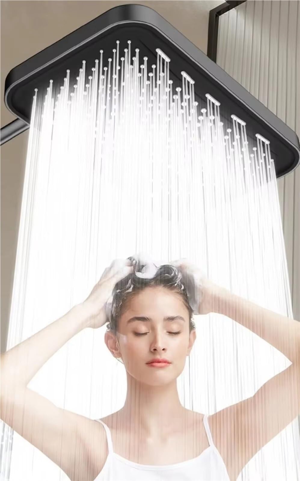 Cabezal de ducha lluvia con rociador superior a presión 36 cm, cabezal mayor caudal, juego ahorro agua giratorio Cabezal de Ducha Lluvia(Top Shower Grey)