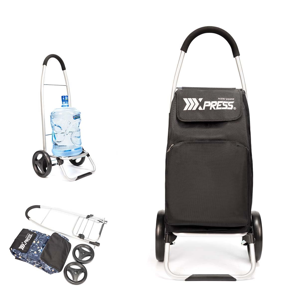 Grocery Cart on Wheels,Trolley Cart with Wheels,Shopping Cart Bags for Groceries Removable Wheels & Bag#Black
