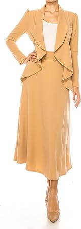 FashionJOA Womens Solid 2-piece blazer skirt set
