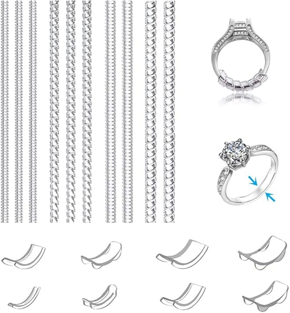 NOKDAL Lot de 18 Réducteur de Bague Invisible Ajusteur de Bague en Silicone Transparent