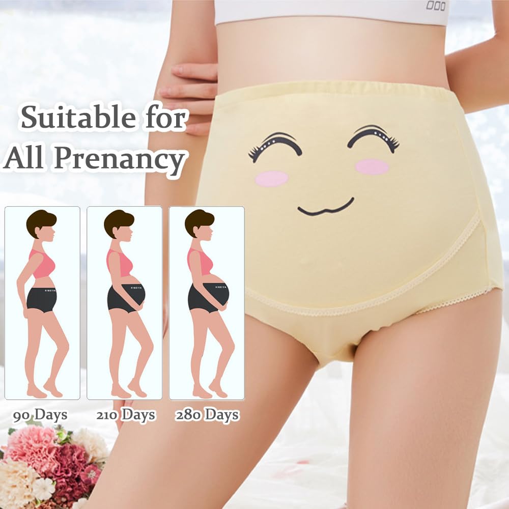 Braguitas de Premamá Cintura Alta Bragas de Algodón Maternidad Ropa Interior de Maternidad para Mujer Cinturón Ajustable Pack de 3,M-5XL