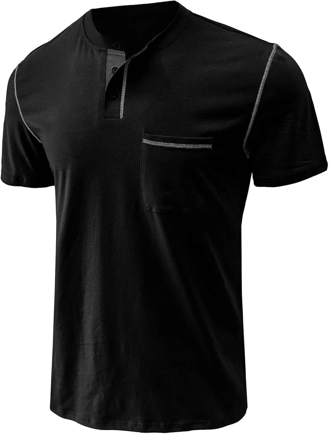 Mens Henley Shirts Short Sleeve Summer Tops, Men's Casual Classic Tees Cotton T Shirt with Front Pocket for Men - Image 3