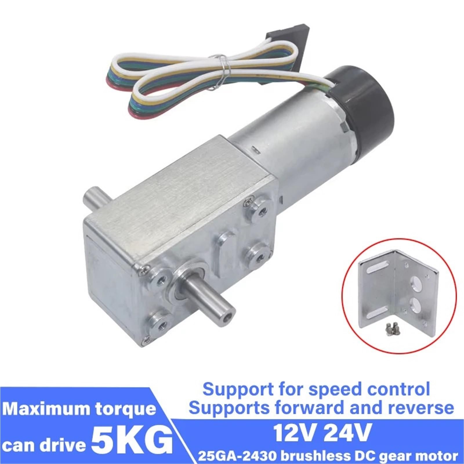 Motor reductor codificador de JGY-370, motor turbo de baja velocidad con eje de salida doble, DC6V 12V 24V 6 10 18 23 30 40 66 90 150 RPM(12V Bracket motor,23RPM)