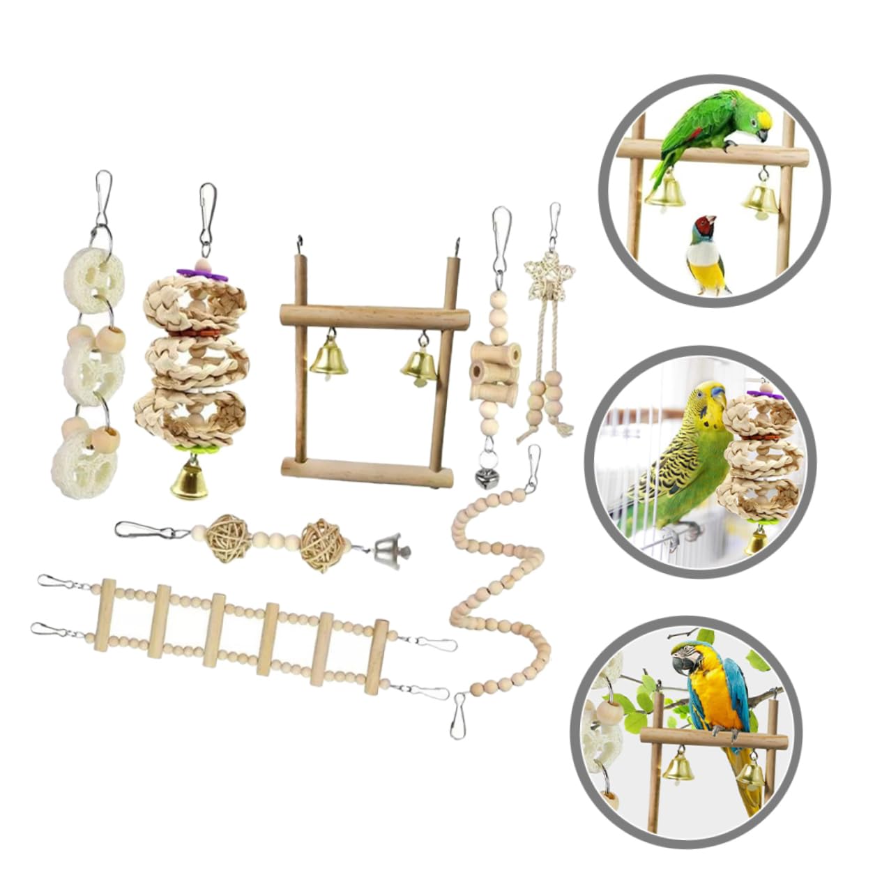 DOITOOL 2ensembles Échelle à Oiseaux pour Perroquets De Jouet à Mâcher Et pour Volières Et Cages Stimule Coordination Oiseaux
