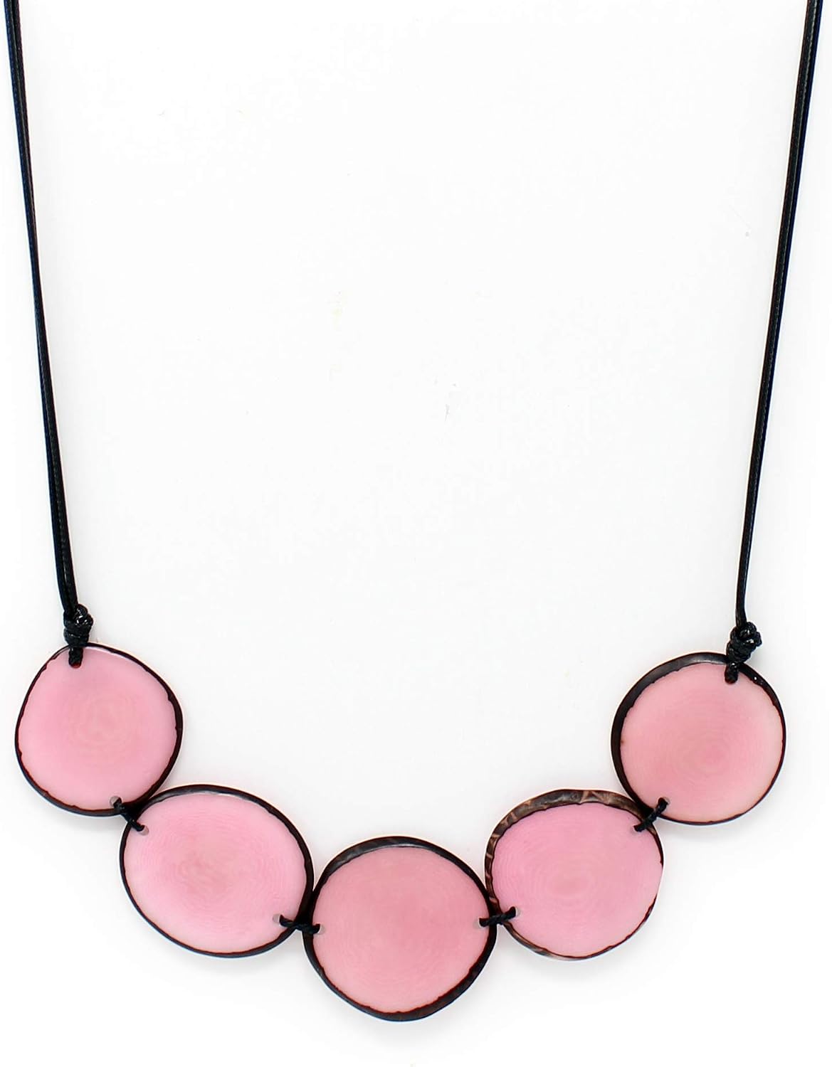 Tagua Necklace Pink Chips Handmade Fair Trade, Adjustable lightweight