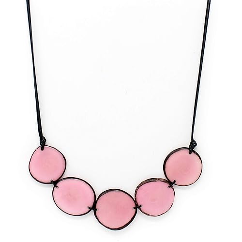 Tagua Necklace Pink Chips Handmade Fair Trade, Adjustable lightweight by Florama Natural Jewelry Tagua Necklace Pink Chips Handmade Fair Trade, Adjustable lightweight by Florama Natural Jewelry