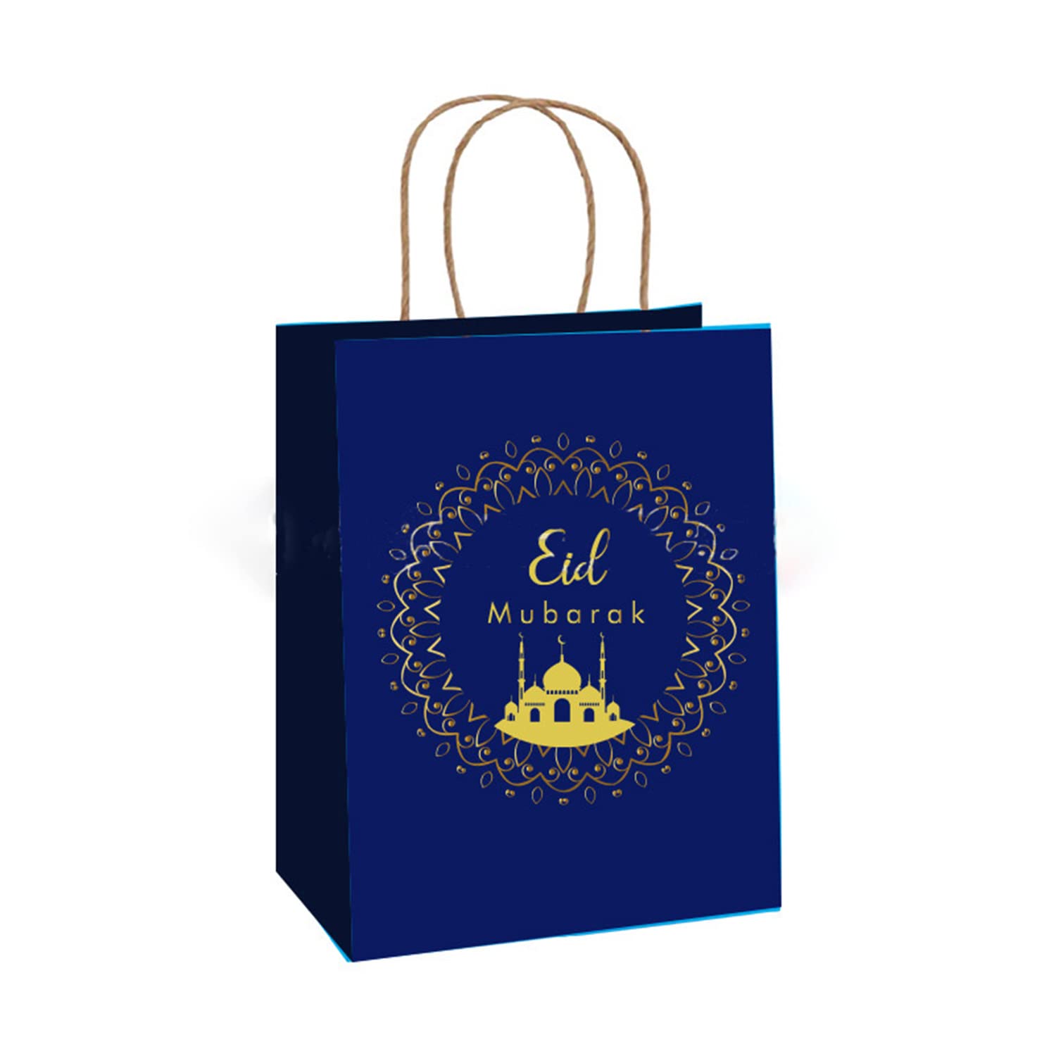 Arabest 12Pack Eid Mubarak Party Paper Bags Moon Latern Paper Gift Bags Muslim Ramadan Gift Bags Party Favor for Eid Party Supplies Wedding Party Favors Bags (Blue)