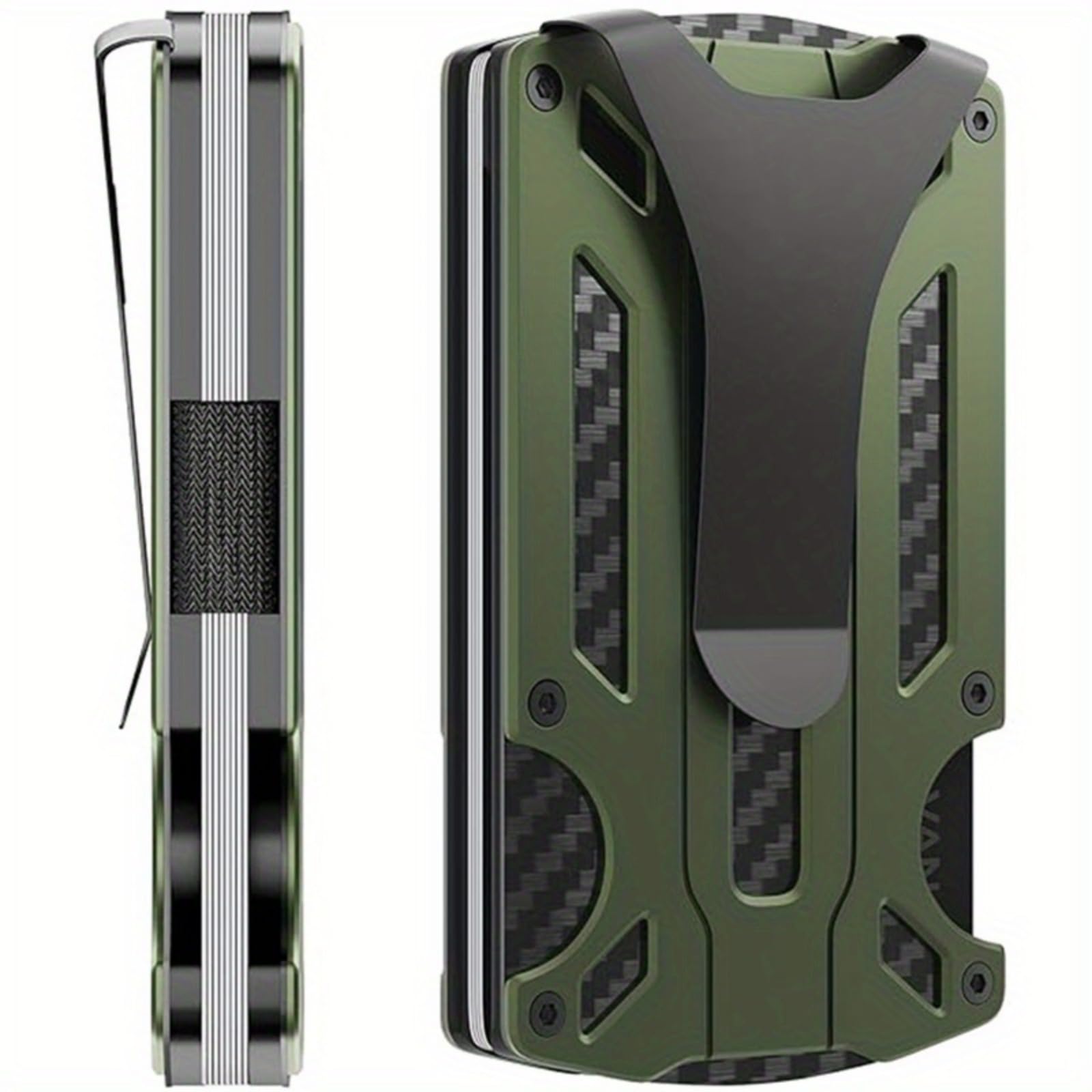 CCidea Mens Card Holder with Money Clip, Christmas Gifts for Men, Slim Minimalist Wallet for Men, Anti-scratch Carbon Fiber Wallet with RFID Blocking-