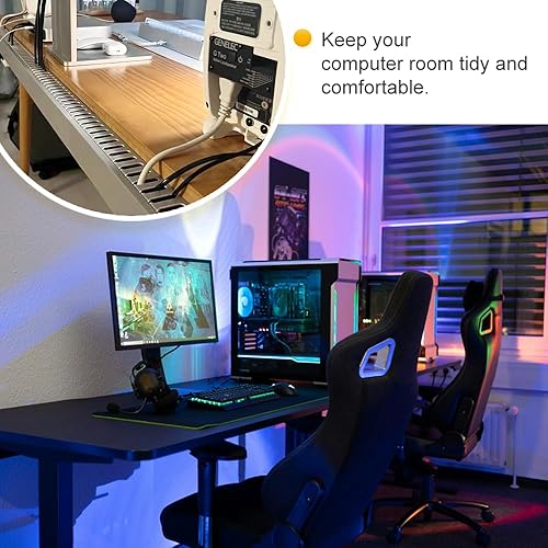 Miniatura 6 de Canaleta de cables, kit de gestión de cables de ranura abierta de 95 pulgadas con estructura a presión mejorada, cubierta de cable para debajo del