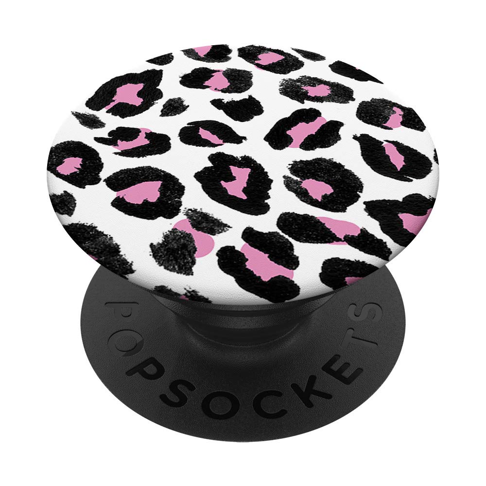 Pink White Leopard Pattern Animal Print Pretty Glam PopSockets PopGrip: Swappable Grip for Phones & Tablets