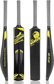 Strauss Valor Cricket Bat | Full Size | Dimensions 34 X 4.5 inch | Heavy Duty Hard Plastic Cricket Bat | for All Age Groups | Tennis & Synthetic Ball Cricket Bat | Tennis Cricket Bat,Yellow