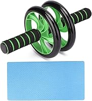 Vista 9 de Rueda de rodillo Ab de rebote automático, rodillo de fitness de tres ruedas de 6.3 in, equipo de entrenamiento abdominal con 2 asas, 2 rodillos, 1