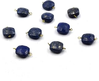 Wire Wrapped Gemstone Connectors | 10mm Square Shape Labradorite, Chrysoprase, Chalcedony, Opalite, Lapis, Moonstone, Quartz Connector Gold Lapis Lazuli
