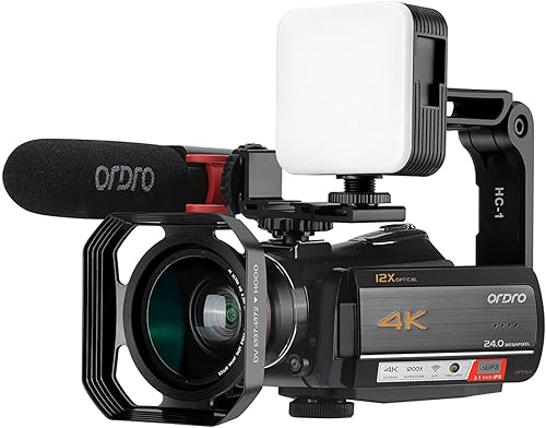 Miniatura 1 de Cámara de video 4K videocámara digital ORDRO AC5 UHD con zoom óptico 12x 1080P 60FPS WiFi Vlog Cámara videocámara con micrófono luz de video lente