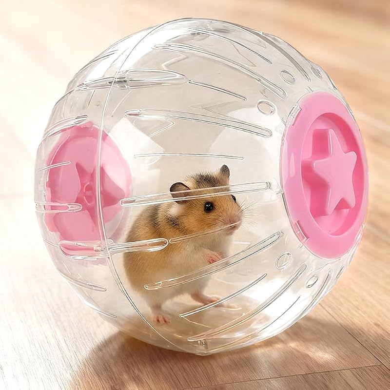 Bola de exercício para hamster Advantez em ABS transparente com tampa de trava giratória, 20,07 cm, Rosa