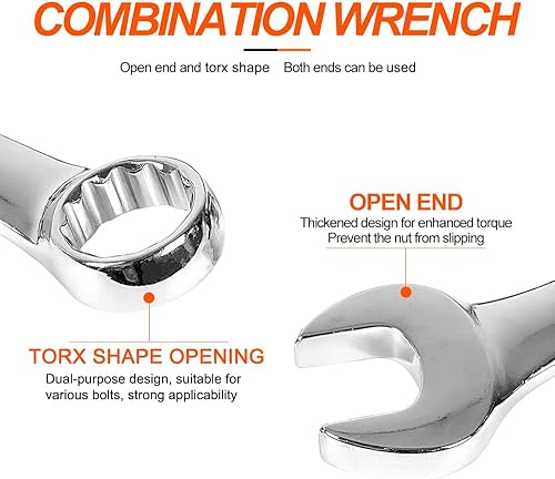 Miniatura 6 de Llave combinada de extremo de caja abierta de 12 puntos, llave de trinquete métrica de acero al cromo vanadio para ensamblar muebles, equipo
