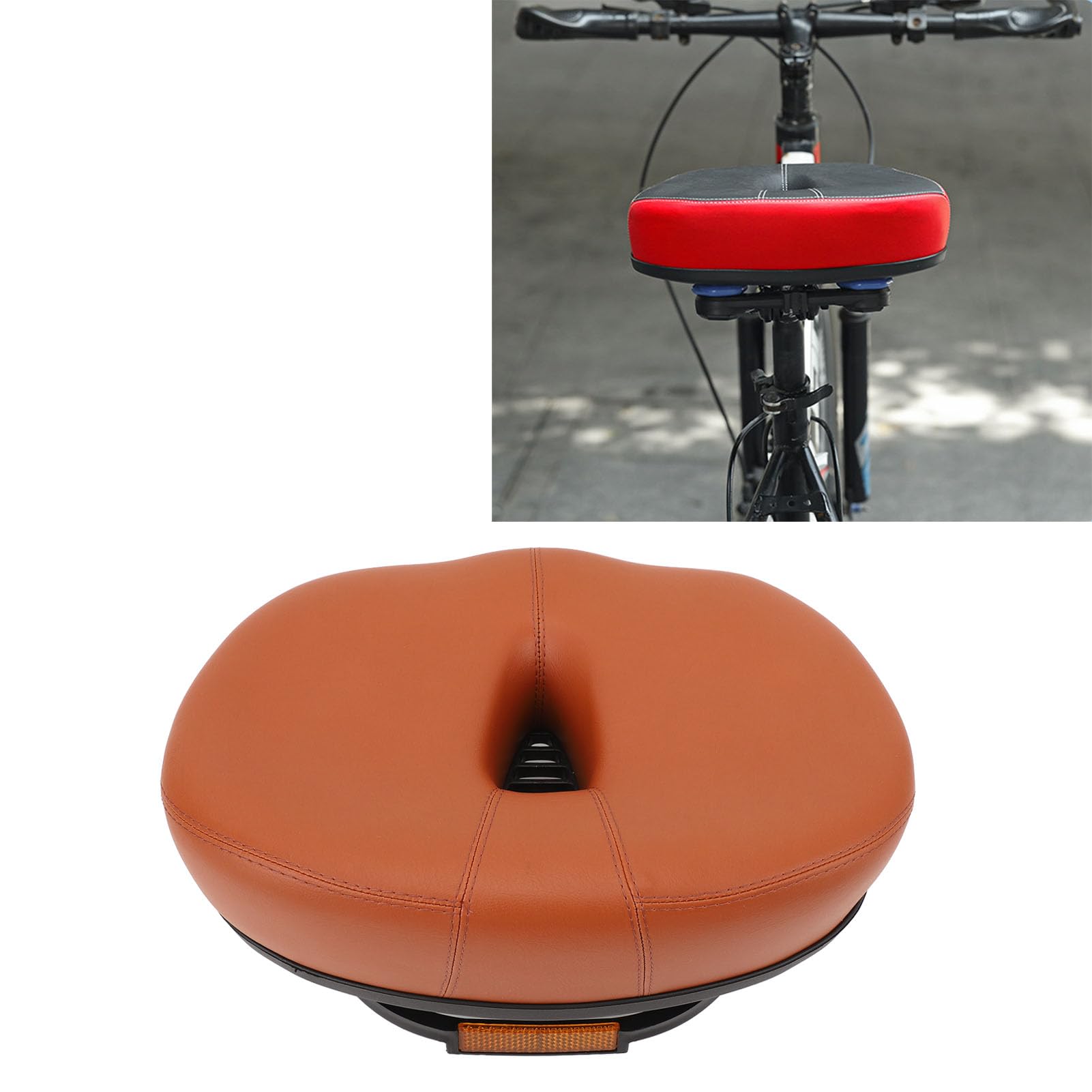Sillín de bicicleta sin nariz, asiento ancho y cómodo con acolchado de espuma viscoelástica que absorbe los golpes, ventilación hueca para hombres y mujeres, bicicleta de montaña