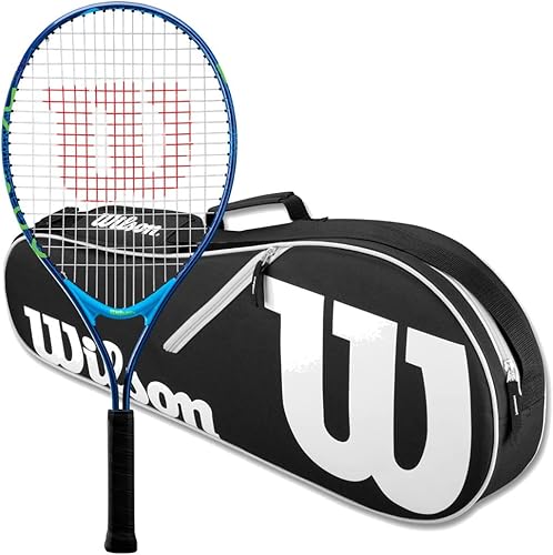 Miniatura 7 de Wilson US Open Junior Raqueta de tenis incluida con una bolsa de tenis Advantage – Juego de iniciación perfecto para niños de 3 a 10 años Azul