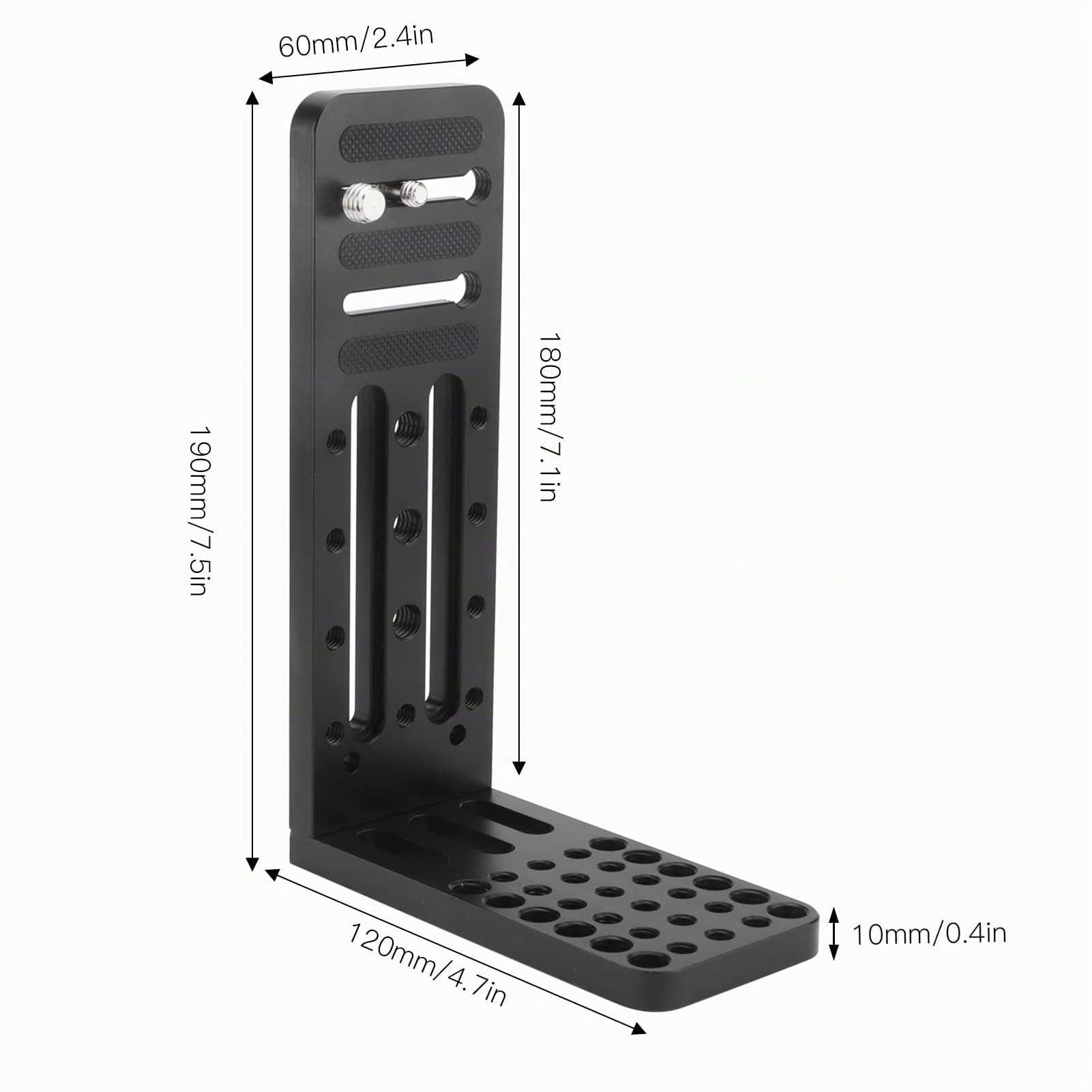 Piastra a L per Fotocamera, L130C Universale Piastra a Sgancio Rapido Staffa a Forma L Verticale con Fori per Viti da 1/4" e 3/8", Supporto Stabilizzatore Fotocamera DSLR per Riprese Video
