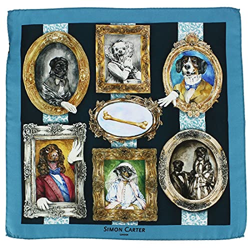 Pochette de veste Simon Carter bleu soie fantaisie costume homme